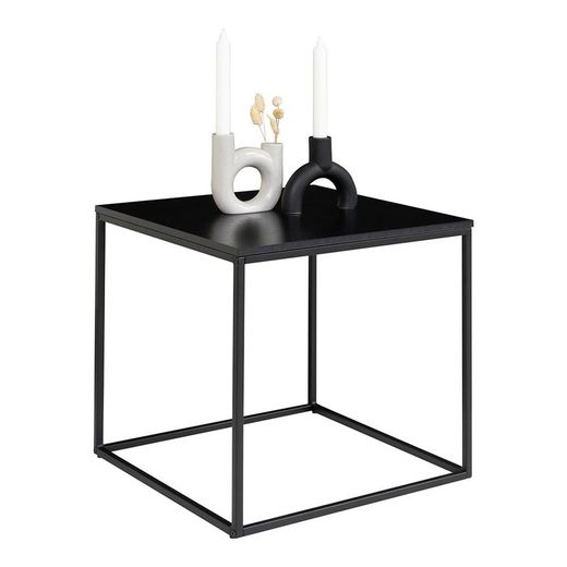 Tavolino quadrato, 45 x 45 x 45 cm, in legno e acciaio nero | Collezione Vita