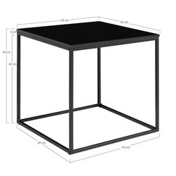 Tavolino quadrato, 45 x 45 x 45 cm, in legno e acciaio nero | Collezione Vita