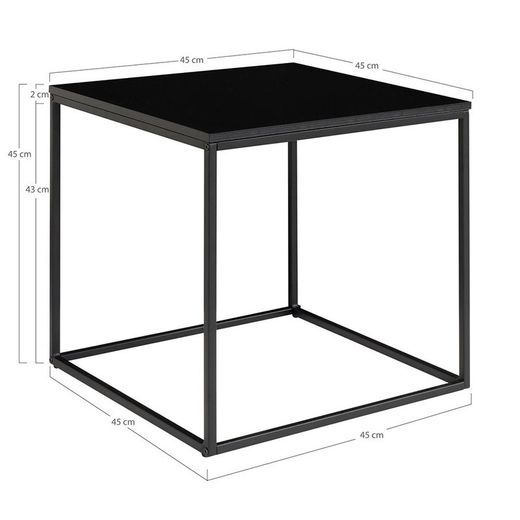 Tavolino quadrato, 45 x 45 x 45 cm, in legno e acciaio nero | Collezione Vita