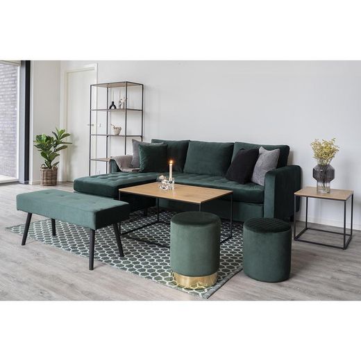 Tavolino quadrato, 45 x 45 x 45 cm, in legno e acciaio in rovere e nero | Collezione Vita