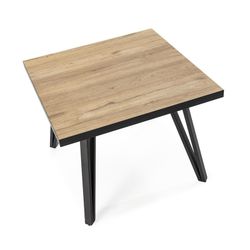 Tavolino quadrato, 60 x 60 x 45 cm, in legno e metallo in naturale e nero | Collezione Sindi