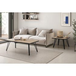 Tavolino quadrato, 60 x 60 x 45 cm, in legno e metallo in naturale e nero | Collezione Sindi