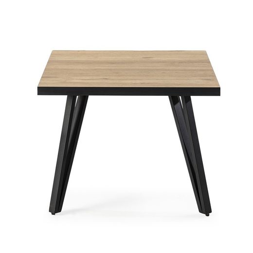 Tavolino quadrato, 60 x 60 x 45 cm, in legno e metallo in naturale e nero | Collezione Sindi