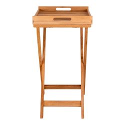 Tavolo da giardino con vassoio, 60 x 40 x 70 cm, in legno di teak naturale | Collezione Ronda