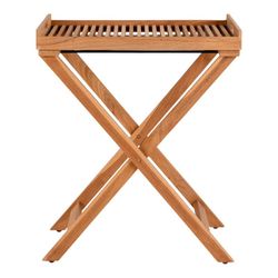 Tavolo da giardino con vassoio, 60 x 40 x 70 cm, in legno di teak naturale | Collezione Ronda