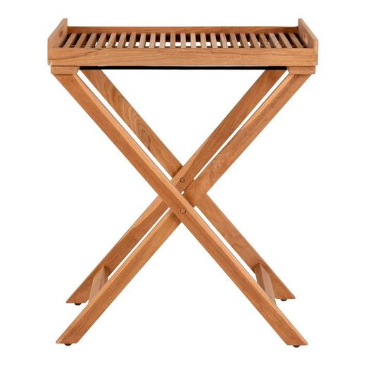 Tavolo da giardino con vassoio, 60 x 40 x 70 cm, in legno di teak naturale | Collezione Ronda