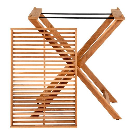 Tavolo da giardino con vassoio, 60 x 40 x 70 cm, in legno di teak naturale | Collezione Ronda