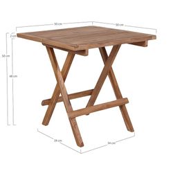 Tavolo da giardino quadrato, 50 x 50 x 50 cm, in legno di teak naturale | Collezione Bilbao