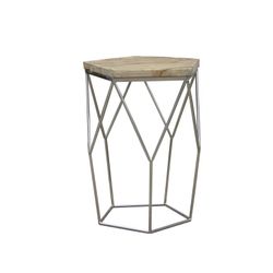 Tavolino, Ø50 x 59 cm, in olmo riciclato e acciaio in finitura naturale e argento | Collezione Gype