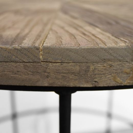 Tavolino, Ø50 x 60 cm, in legno di olmo riciclato