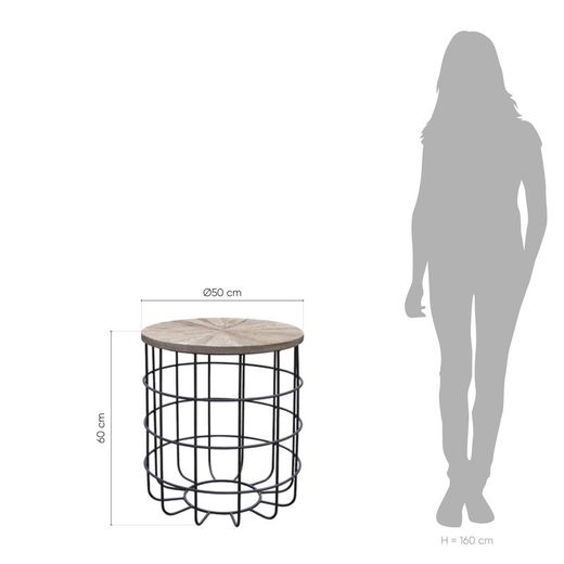 Tavolino, Ø50 x 60 cm, in legno di olmo riciclato