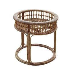 Mesa auxiliar para jardín, 57 x 57 x 57 cm, de ratán en natural | Colección Round