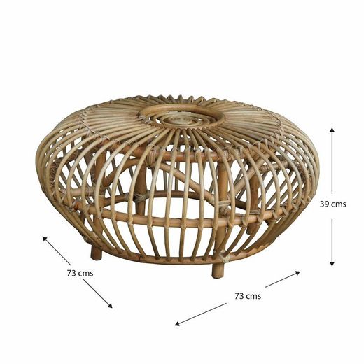 Tavolino da giardino, 73 x 73 x 39 cm, in rattan naturale | Collezione Parma