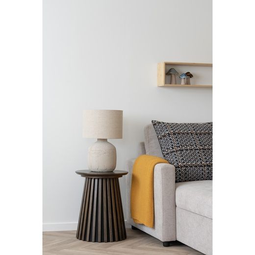 Mesa auxiliar redonda, 40 x 40 x 50 cm, de chapa de roble en natural ahumado | Colección  Osaka