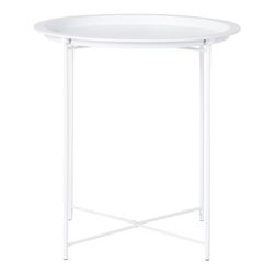 Mesa auxiliar redonda, 47 x 47 x 50 cm, de acero en blanco | Colección  Bastia
