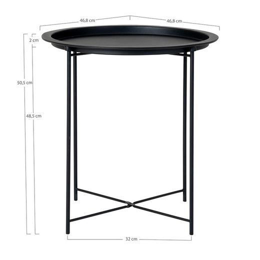 Tavolino rotondo, 47 x 47 x 50 cm, in acciaio nero | Collezione Bastia