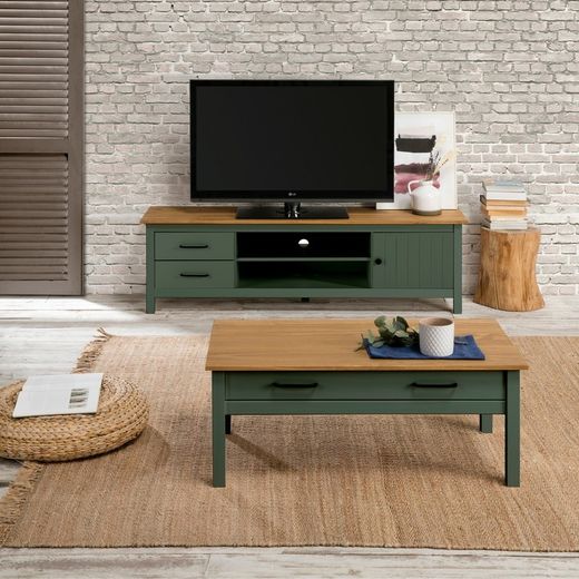 Tavolo da salotto, 100 x 55 x 40 cm, in legno di pino verde | Collezione Miranda