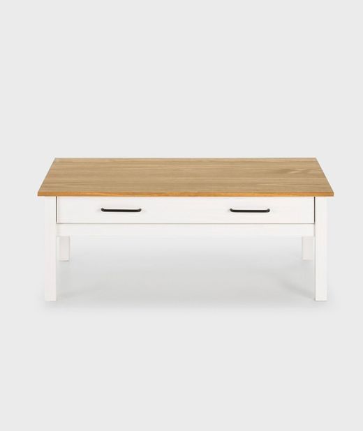 Tavolo da salotto, 100 x 55 x 40 cm, in legno di pino bianco e naturale | Collezione Miranda