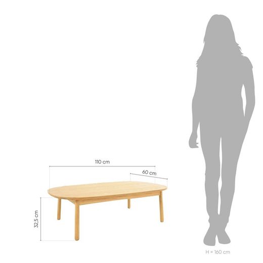 Tavolo da salotto, 110 x 70 x 32,5 cm, in legno di frassino | Collezione Serie Lezquer