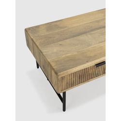 Tavolo da salotto, 120 x 60 x 45 cm, in legno e metallo in naturale e nero | Collezione Mundra