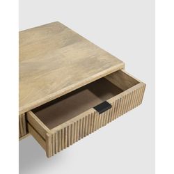 Tavolo da salotto, 120 x 60 x 45 cm, in legno e metallo in naturale e nero | Collezione Mundra