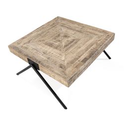 Tavolo da salotto, 86 x 80 x 40 cm, in legno di mango e metallo naturale | Collezione Indra