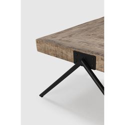 Tavolo da salotto, 86 x 80 x 40 cm, in legno di mango e metallo naturale | Collezione Indra
