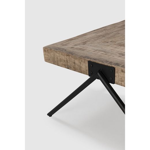 Tavolo da salotto, 86 x 80 x 40 cm, in legno di mango e metallo naturale | Collezione Indra
