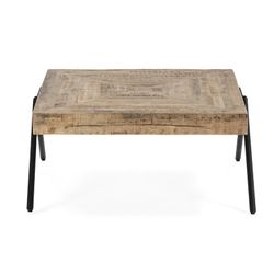 Tavolo da salotto, 86 x 80 x 40 cm, in legno di mango e metallo naturale | Collezione Indra
