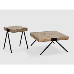 Tavolo da salotto, 86 x 80 x 40 cm, in legno di mango e metallo naturale | Collezione Indra