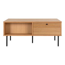 Mesa de centro rectangular, 100 x 50 x 45 cm, de chapa de roble en natural | Colección  Kyoto