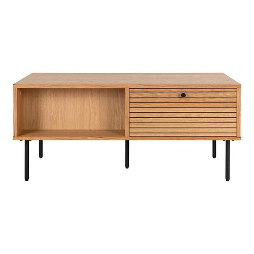 Mesa de centro rectangular, 100 x 50 x 45 cm, de chapa de roble en natural | Colección  Kyoto