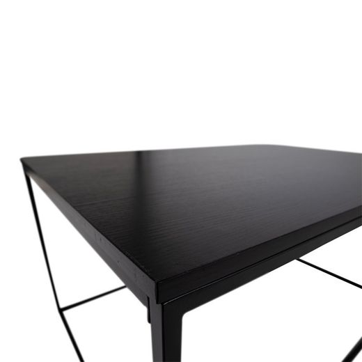 Tavolo da salotto rettangolare, 60 x 90 x 45 cm, in legno e acciaio nero | Collezione Vita