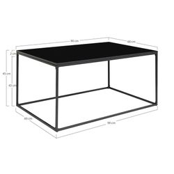 Tavolo da salotto rettangolare, 60 x 90 x 45 cm, in legno e acciaio nero | Collezione Vita
