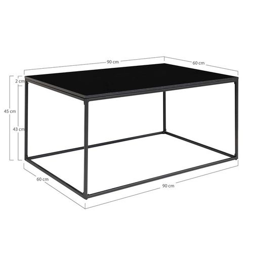 Tavolo da salotto rettangolare, 60 x 90 x 45 cm, in legno e acciaio nero | Collezione Vita