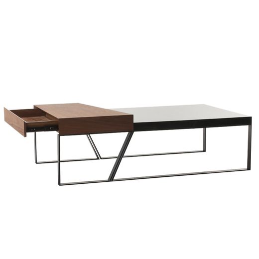 Mesa de Centro Rectangular Pärumm Schönheit 130x75 cm Madera de Nogal Marrón y Negro