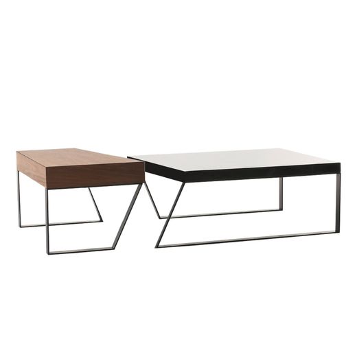 Mesa de Centro Rectangular Pärumm Schönheit 130x75 cm Madera de Nogal Marrón y Negro