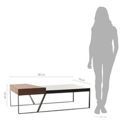 Mesa de Centro Rectangular Pärumm Schönheit 130x75 cm Madera de Nogal Marrón y Negro