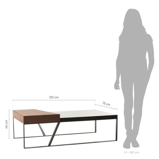 Mesa de Centro Rectangular Pärumm Schönheit 130x75 cm Madera de Nogal Marrón y Negro