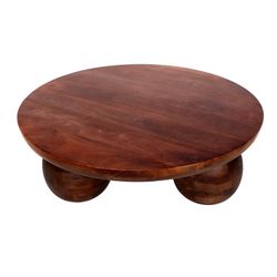 Tavolo da salotto rotondo, 100 x 100 x 28 cm, in legno di mango marrone scuro | Collezione Ailen
