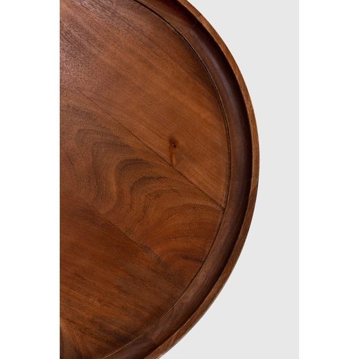 Tavolo da salotto rotondo, 80 x 80 x 30 cm, in legno di mango marrone scuro | Collezione Giselle