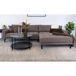 Tavolo da salotto rotondo, 80 x 80 x 45 cm, in legno e acciaio nero | Collezione Vita