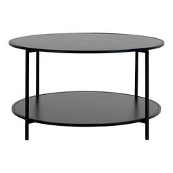Tavolo da salotto rotondo, 80 x 80 x 45 cm, in legno e acciaio nero | Collezione Vita