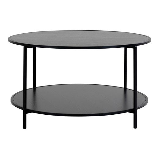 Tavolo da salotto rotondo, 80 x 80 x 45 cm, in legno e acciaio nero | Collezione Vita