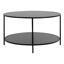 Tavolo da salotto rotondo, 80 x 80 x 45 cm, in legno e acciaio nero | Collezione Vita