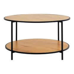 Tavolo da salotto rotondo, 80 x 80 x 45 cm, in legno e acciaio in rovere e nero | Collezione Vita