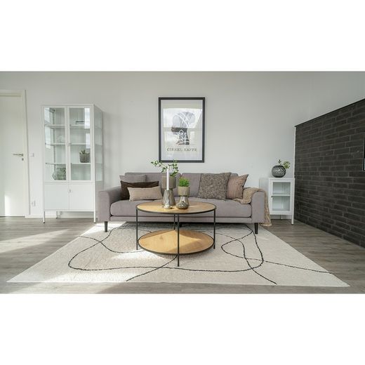 Tavolo da salotto rotondo, 80 x 80 x 45 cm, in legno e acciaio in rovere e nero | Collezione Vita