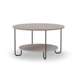 Mesa de centro redonda, 80 x 80 x 45 cm, de madera y metal en moca y negro | Colección Tonka