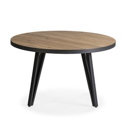 Tavolo da salotto rotondo, 80 x 80 x 45 cm, in legno e metallo in naturale e nero | Collezione Sindi