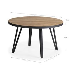 Tavolo da salotto rotondo, 80 x 80 x 45 cm, in legno e metallo in naturale e nero | Collezione Sindi